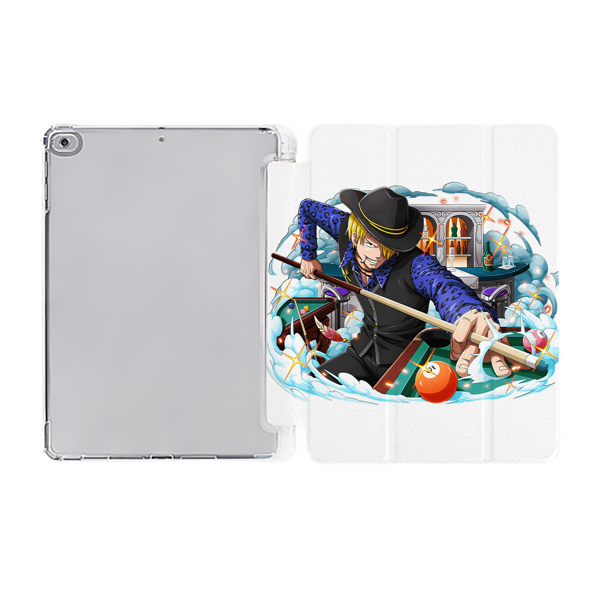 （画像用） ワンピース サンジ ONE PIECE Sanji IPad ケース ペン収納付き 三つ折りスタンド PUレザー×シリコン 対応機種9.5/10.5/10.9インチ